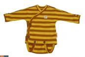 Боди/футболка с запАхом (кимоно) ManyMonths ECO 0-3/4 мес (50-56/62 см), Коричневые/Желтые полосы (100% органический хлопок)