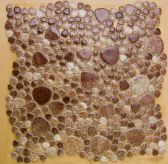 Мозаика плитка стеклянная Камушки на сетке