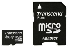Карта памяти Transcend microSDHC 8Gb TS8GUSDHC10  Class 10 +adapter Transcend