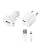 Универсальные Комплект зарядных устройств для Apple lightning - 1A - Deppa - White