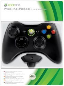 Джойстик беспроводной Wireless Controller (Чёрный) + Аккумулятор + Зарядка (Xbox 360)