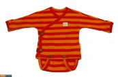 Боди/футболка с запАхом (кимоно) ManyMonths ECO 0-3/4 мес (50-56/62 см), Красные/Оранжевые полосы (100% органический хлопок)