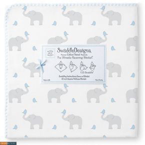 Фланелевая пеленка для новорожденного SwaddleDesigns Elephants/Chicks