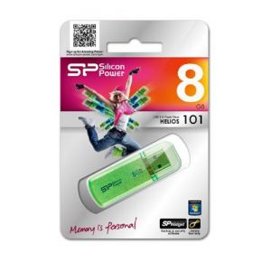 Flash Silicon Power 8gb Helios 101 Green USB Drive USB 2.0  Silicon Power