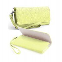 Женская кожаная сумочка для телефона 4 - 5 дюймов с тиснением и ремешком на руку "Миллениум" (Желтый)  Epik