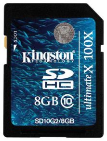 Карта памяти Kingston SDHC 8Gb Сlass 10 (SD10/G2/8GB)  Kingston