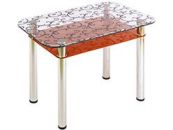 Стол для кухни стеклянный 3.4 ДП28 прозрачный+оранжевый Мебель из Стекла