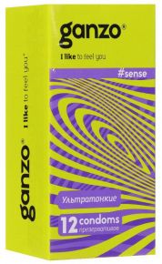 Ganzo Тонкие презервативы для большей чувствительности Ganzo Sence - 12 шт.