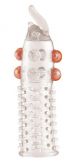 ToyFa Гелевая прозрачная насадка с шариками, шипами и усиком - 11 см. (прозрачный)