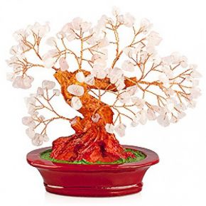 Бонсай 17 см Розовый кварц (дерево счастья из натуральных камней) Бонсаи