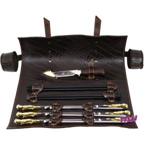 Подарочный набор Шашлычный #2 мангал прутковый, шампура, нож туристический Мастерская Сёмина СКП-010