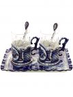 Набор чайный на 2 персоны с художественной росписью Гжель "Подарочный" Тульские самовары