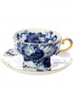Чашка с блюдцем чайная форма "Шатровая", рисунок "Поющий сад", Императорский фарфоровый завод Тульские самовары