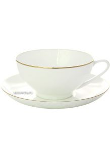 Чашка с блюдцем чайная форма "Купольная", рисунок "Золотая лента", Императорский фарфоровый завод Тульские самовары