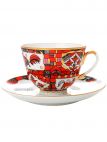 Чашка с блюдцем чайная форма "Весенняя", рисунок "Красный конь", Императорский фарфоровый завод Тульские самовары