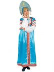 Русский народный костюм женский, атласный комплект голубой "Василиса": сарафан и блузка, XL-XXXL  Тульские самовары