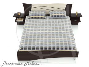 Кровать двуспальная с двумя прикроватными тумбочками Милена 4-1809 + 4-0909 цвет венге/береза Гранд Кволити