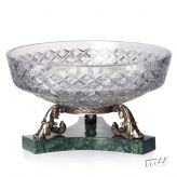 Ваза для фруктов Византия Большая хрустальная ваза с бронзовым декором на подиуме из мрамора Crystal tear КТ-03