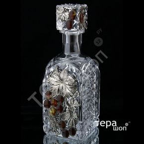Штоф Виноград, 650 мл Квадратный хрустальный штоф с бронзовым литльем и сердоликом Crystal tear РХ84