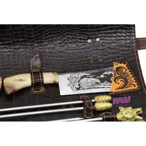 Подарочный набор Шашлычный #1 Мангал прутковый, шампура, нож, тяпка Мастерская Сёмина СКП-009
