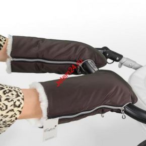 Муфта-рукавички для коляски Esspero Double White (Натуральная шерсть) - Chocolate Esspero
