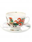 Чашка с блюдцем чайная форма "Подарочная", рисунок "Два петуха", Императорский фарфоровый завод Тульские самовары