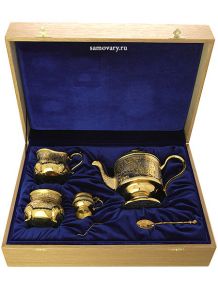 Чайный набор "Славянский" позолоченный в подарочной коробке, Златоуст Златоуст, Россия