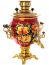 Набор самовар электрический 3 литра с художественной росписью "Золотые цветы на бордовом фоне", арт. 110313 Тула