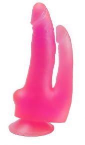 LOVETOY (А-Полимер) Двойной розовый стимулятор на присоске - 17 см. (розовый)