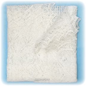 Оренбургский пуховый платок ручной работы, арт. ШП0026, 150х50 Тульские самовары