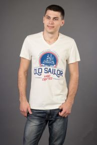 Top Design Бежевая футболка LalaStyle 271 "OLD SAILOR"