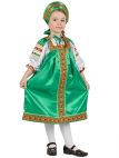 Русский народный костюм, детский зеленый атласный комплект "Василиса": сарафан и блузка, 1-6 лет Тульские самовары