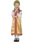 Русский народный костюм, детский золотистый атласный комплект "Василиса": сарафан и блузка, 1-6 лет Тульские самовары