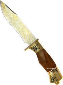 Златоустовский сувенирный нож "Урал" в кожаных ножнах и в подарочном футляре Златоуст