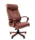 Кресло CHAIRMAN 420 WD Натуральная кожа коричневого цвета Chairman