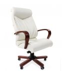 Кресло CHAIRMAN 420 WD Натуральная кожа белого цвета Chairman