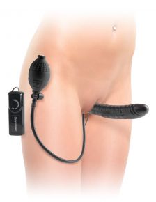 Pipedream Фаллоимитатор с ручным насосом Inflatable Vibrating Strapless Strap-On - 16,5 см. (черный)