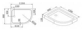 Поддон для душа Cezares Tray R550 120х100 см акриловый R Cezares