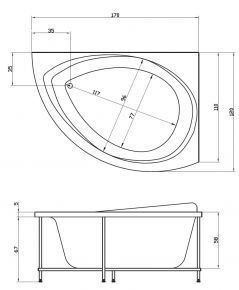 Акриловая ванна Aquatika Альтернатива 170 BASIC