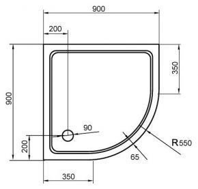 Поддон для душа Cezares SMC R 90x90 см Cezares