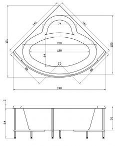 Акриловая ванна Aquatika Эпюра 140 BASIC