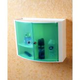 Пластиковый навесной шкафчик с дверцами прозрачно зеленый