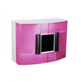 Пластиковый навесной шкафчик с дверцами прозрачно розовый
