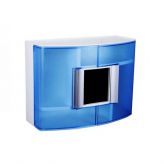 Пластиковый навесной шкафчик с дверцами прозрачно голубой