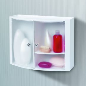 Пластиковый навесной шкафчик с дверцами прозрачно натуральный