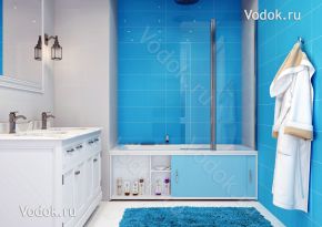 Экран под ванну раздвижной Francesca Premium 1.5/1.7/1.8 голубой (Антискользящее Основание)