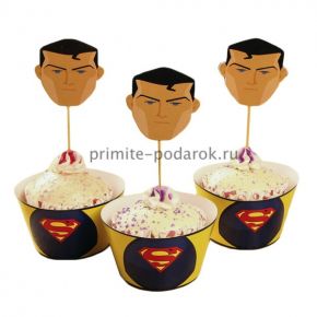Набор стаканчик и палочка для кексов "Супермен"