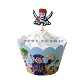Набор стаканчик и палочка для кексов c пиратом