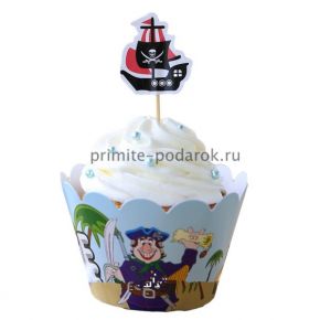 Набор стаканчик и палочка для кексов c пиратом