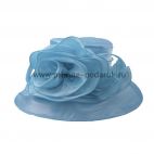 Женская шляпка голубая с розой